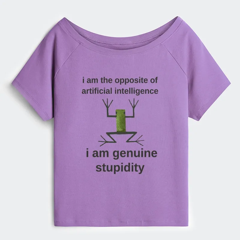 Tokyo-Tiger Genuine Stupidity Frog Meme Off Shoulder T-Shirt