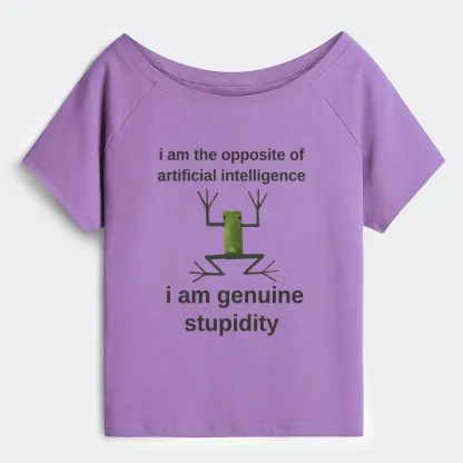 Tokyo-Tiger Genuine Stupidity Frog Meme Off Shoulder T-Shirt