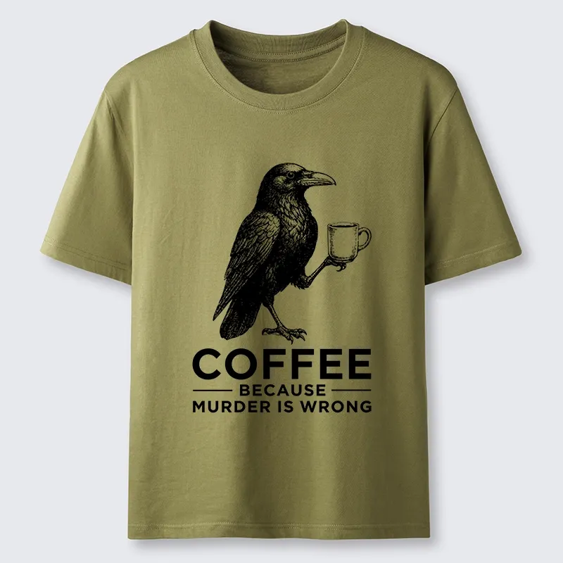 Tokyo-Tiger Raven Holding Coffee Life Mood Classic T-Shirt