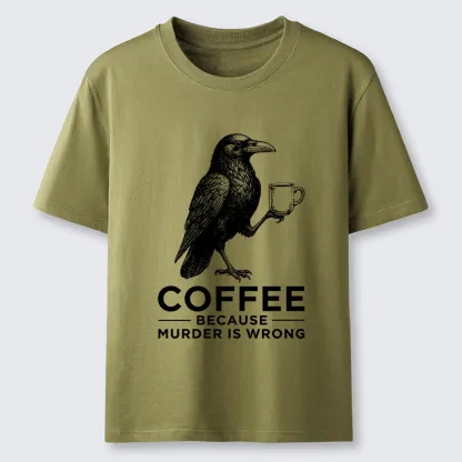 Tokyo-Tiger Raven Holding Coffee Life Mood Classic T-Shirt