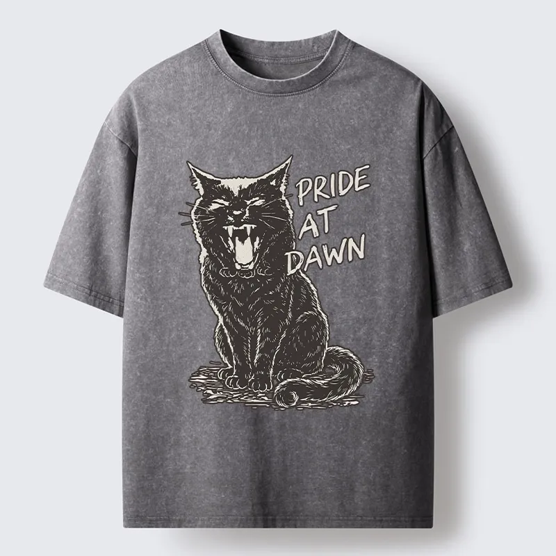 Tokyo-Tiger Cool Black Cat With Pride At Dawn Washed T-Shirt