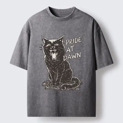 Tokyo-Tiger Cool Black Cat With Pride At Dawn Washed T-Shirt