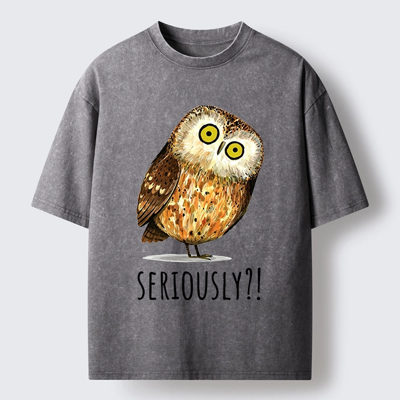 Tokyo-Tiger Seriously Confused Owl Meme Art Washed T-Shirt