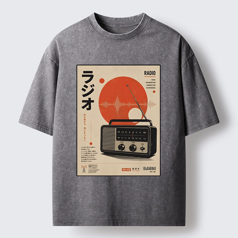 Tokyo-Tiger Vintage Japanese Radio Poster Art Washed T-Shirt