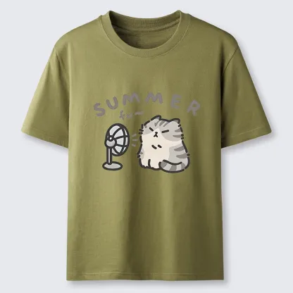 Tokyo-Tiger Summer Cat Chills With A Fan Classic T-Shirt