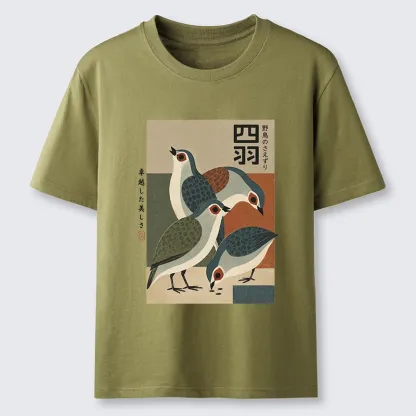 Tokyo-Tiger Four Birds In Vintage Japanese Style Classic T-Shirt