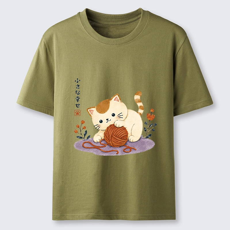 Tokyo-Tiger Cute Watercolor Cat Playing With Yarn Classic T-Shirt