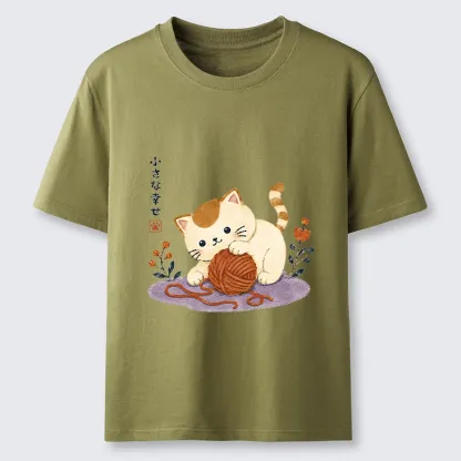 Tokyo-Tiger Cute Watercolor Cat Playing With Yarn Classic T-Shirt