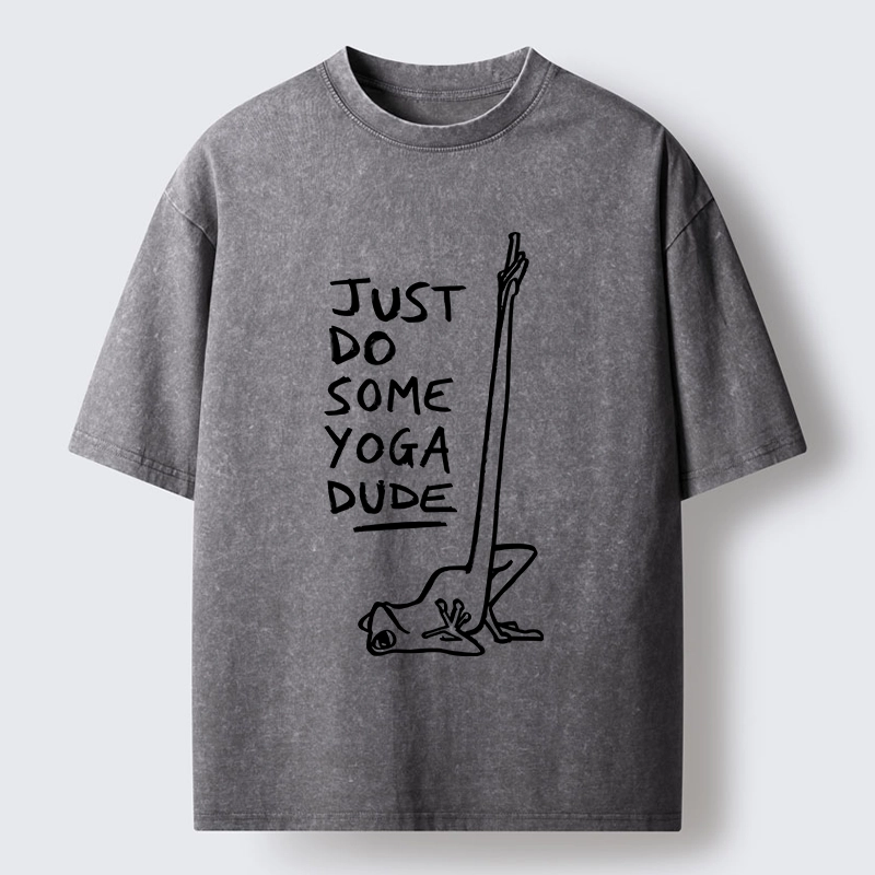 Tokyo-Tiger Funny Stretch Yoga Frog Takes Daily Workout Washed T-Shirt