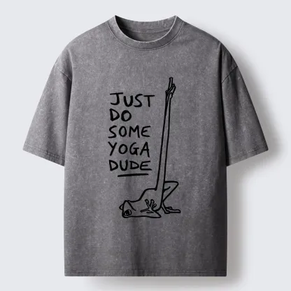 Tokyo-Tiger Funny Stretch Yoga Frog Takes Daily Workout Washed T-Shirt