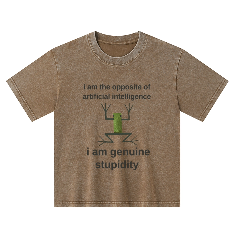 Tokyo-Tiger Genuine Stupidity Frog Meme Kids Washed T-Shirt