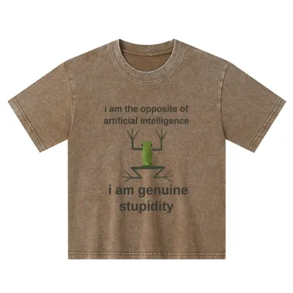 Tokyo-Tiger Genuine Stupidity Frog Meme Kids Washed T-Shirt