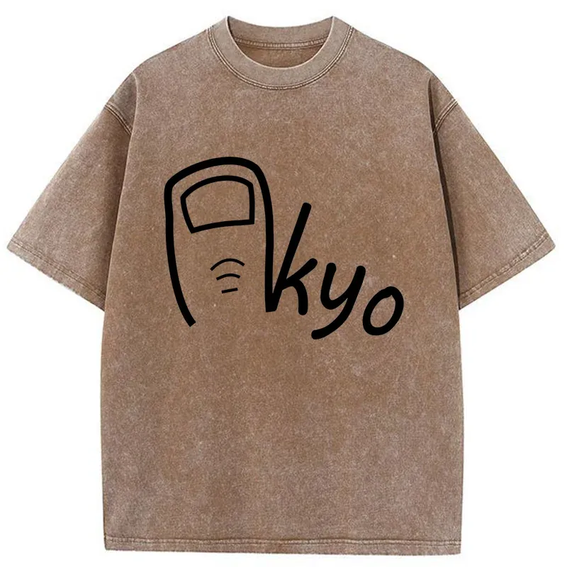 Tokyo-Tiger Tokyo Creative Text Washed T-Shirt