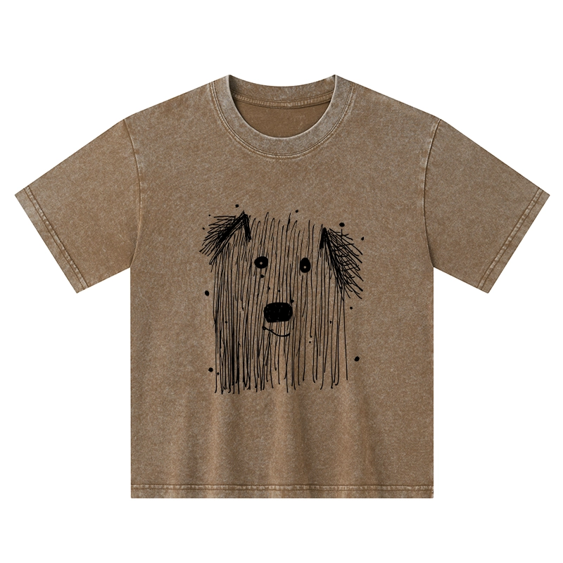 Tokyo-Tiger Fluffy Chaos In Dog Form Kids Washed T-Shirt