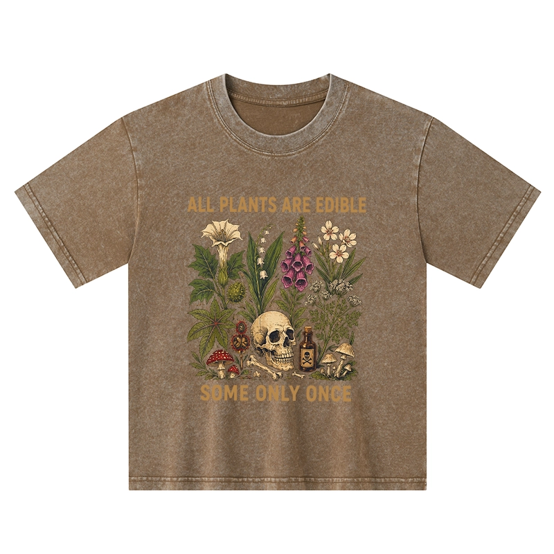 Tokyo-Tiger Edible Plants Some Only Once Joke Kids Washed T-Shirt