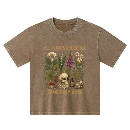 Tokyo-Tiger Edible Plants Some Only Once Joke Kids Washed T-Shirt