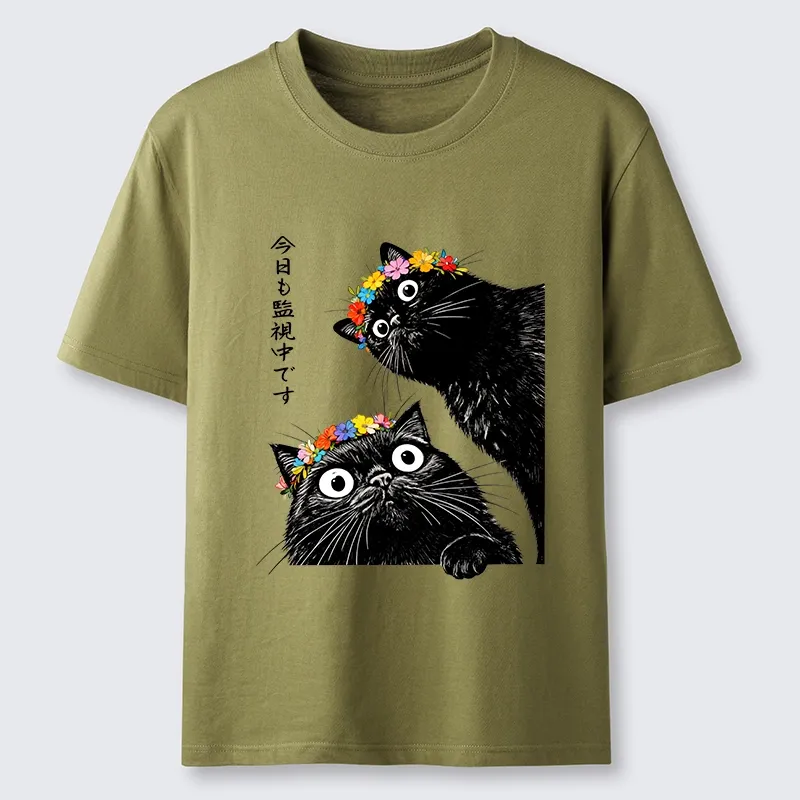 Tokyo-Tiger Flower Crown Black Cat Classic T-Shirt