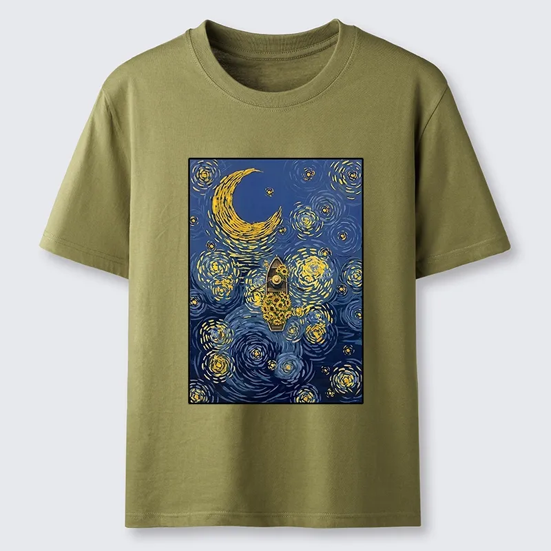 Tokyo-Tiger Van Gogh Vibes With Sunflower Boat Classic T-Shirt