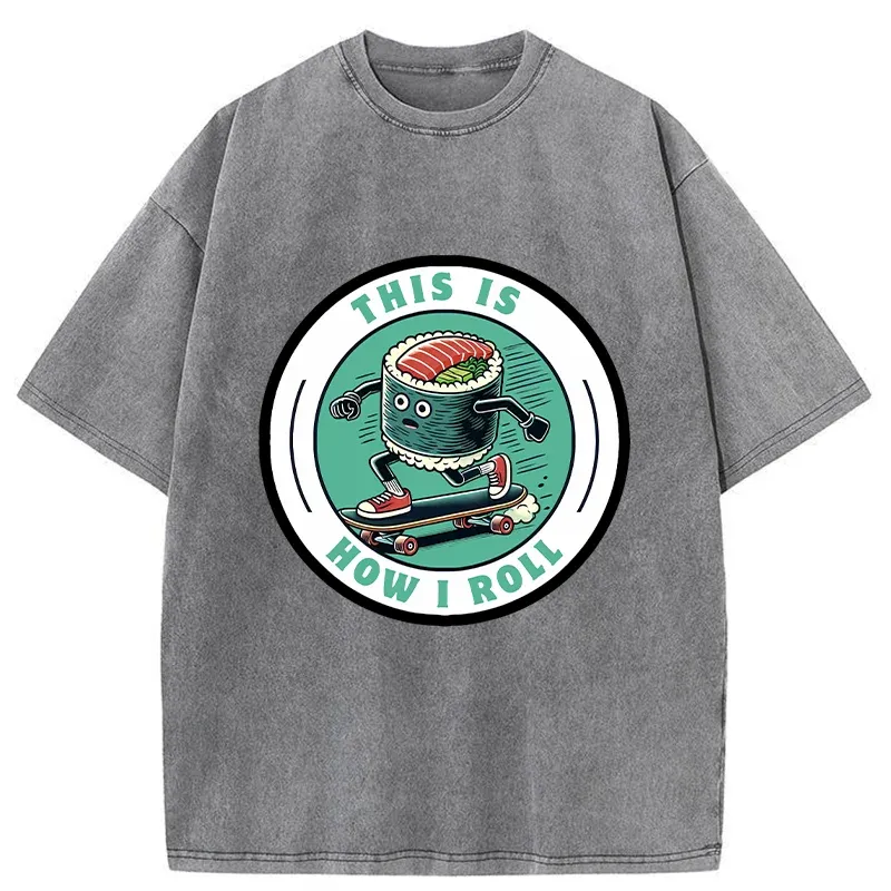 Tokyo-Tiger Sushi Skateboard Washed T-Shirt