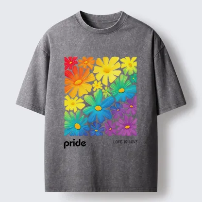 Tokyo-Tiger Colorful Blooms Honor Equal Loving Souls Washed T-Shirt