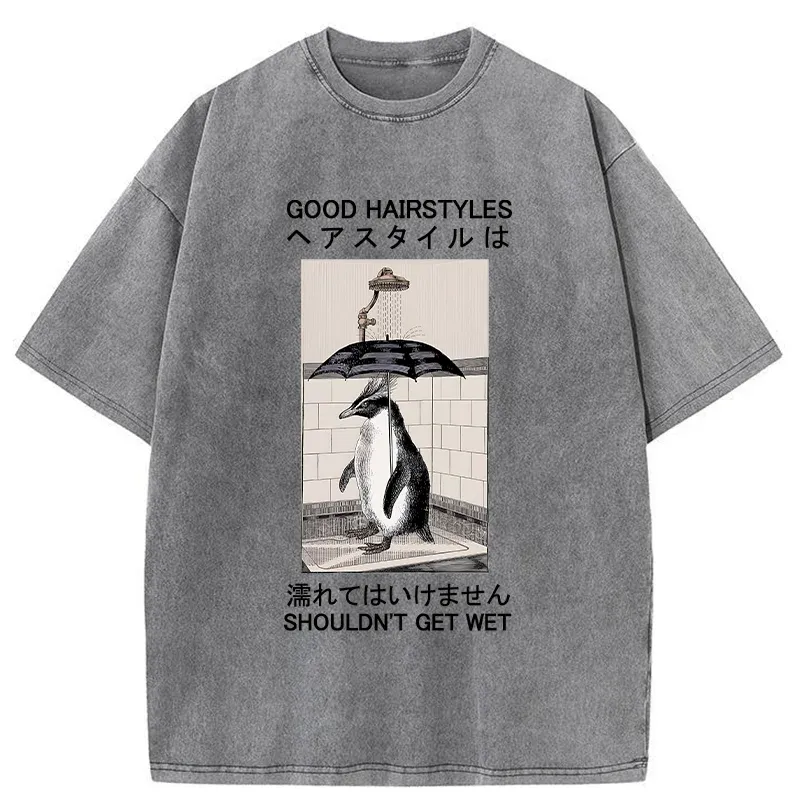 Tokyo-Tiger Keep It Stylish Penguin Washed T-Shirt