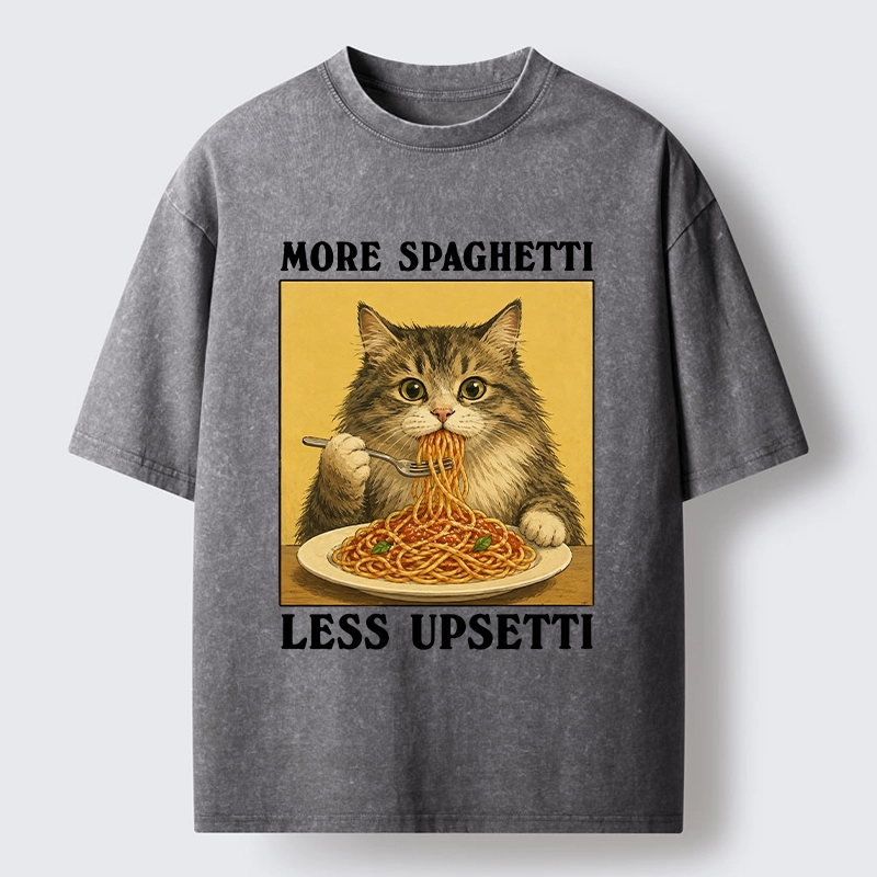 Tokyo-Tiger Cat Loves Eating Pasta Washed T-Shirt
