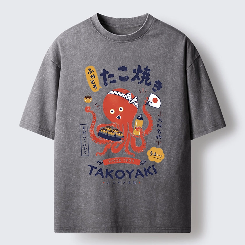Tokyo-Tiger Cute Octopus Makes Fresh Takoyaki Washed T-Shirt