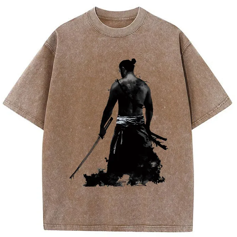 Tokyo-Tiger Strong Japanese Samurai Washed T-Shirt