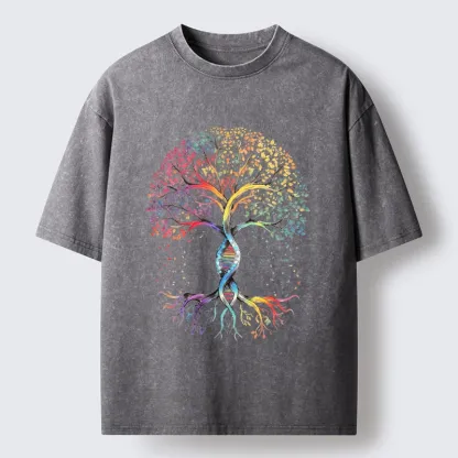 Tokyo-Tiger Watercolor Pride Tree Artwork Washed T-Shirt