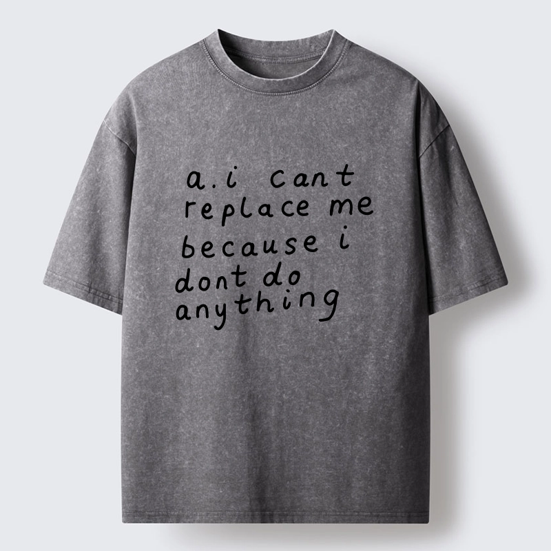 Tokyo-Tiger Funny Lazy Person AI Meme Washed T-Shirt