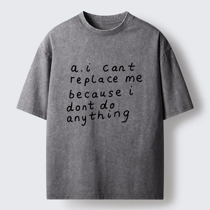 Tokyo-Tiger Funny Lazy Person AI Meme Washed T-Shirt