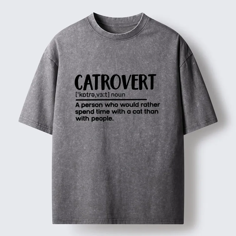 Tokyo-Tiger Catrovert Love Cats Not People Washed T-Shirt