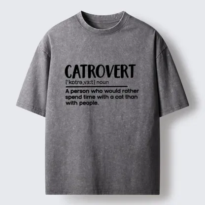 Tokyo-Tiger Catrovert Love Cats Not People Washed T-Shirt