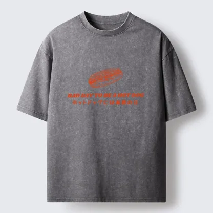 Tokyo-Tiger Vintage Hot Dog Humor Washed T-Shirt