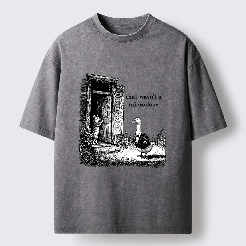 Tokyo-Tiger Funny Cat And Duck Door Joke Washed T-Shirt