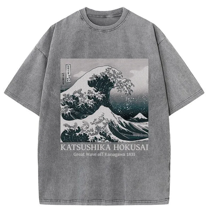 Tokyo-Tiger Ukiyoe Classic Waves Washed T-Shirt