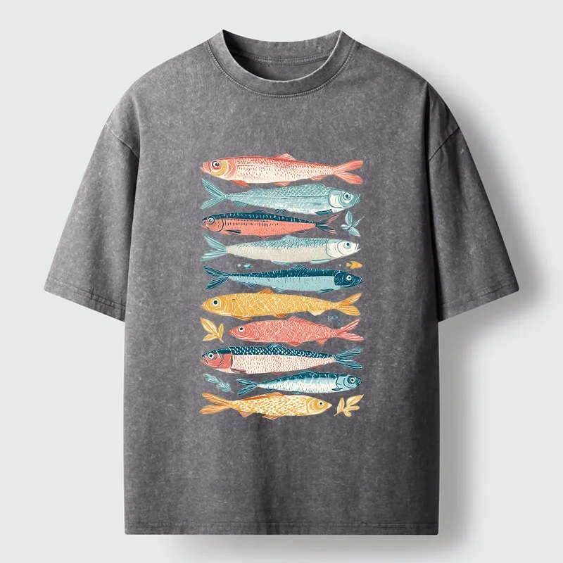 Tokyo-Tiger Beautiful Colorful Fish In The Sea Washed T-Shirt