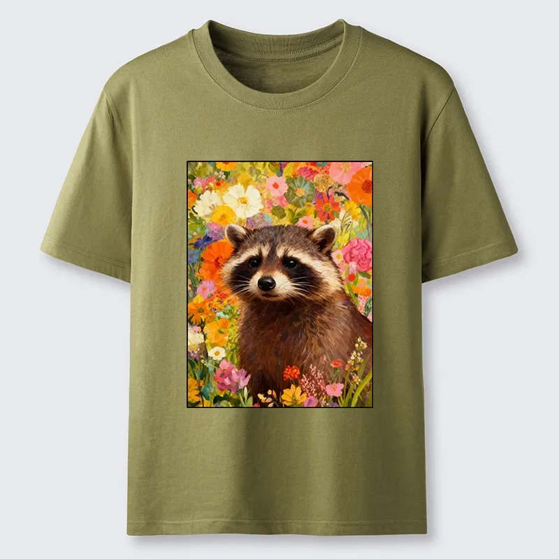 Tokyo-Tiger Raccoon Among Bright Flowers Classic T-Shirt