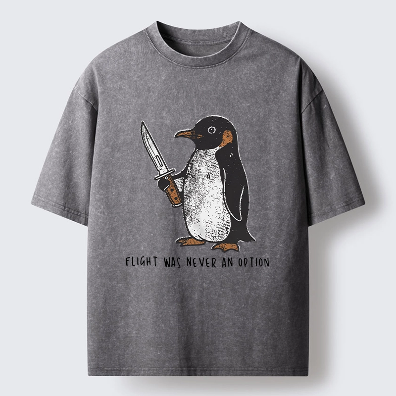 Tokyo-Tiger Do Not Test The Cold Penguin Washed T-Shirt