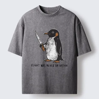 Tokyo-Tiger Do Not Test The Cold Penguin Washed T-Shirt