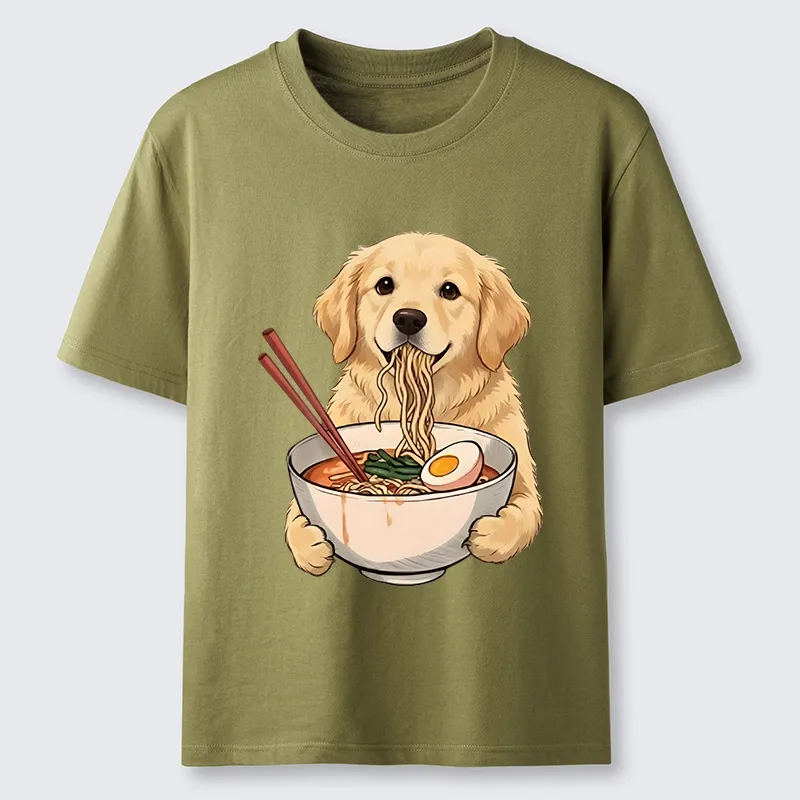 Tokyo-Tiger Golden Retriever Eating Ramen Noodles Classic T-Shirt