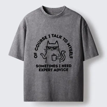 Tokyo-Tiger Cool Cat Needs Expert Self Advice Washed T-Shirt