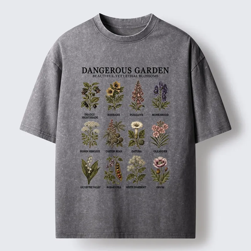 Tokyo-Tiger Lethal Plants With Pretty Blooms Washed T-Shirt
