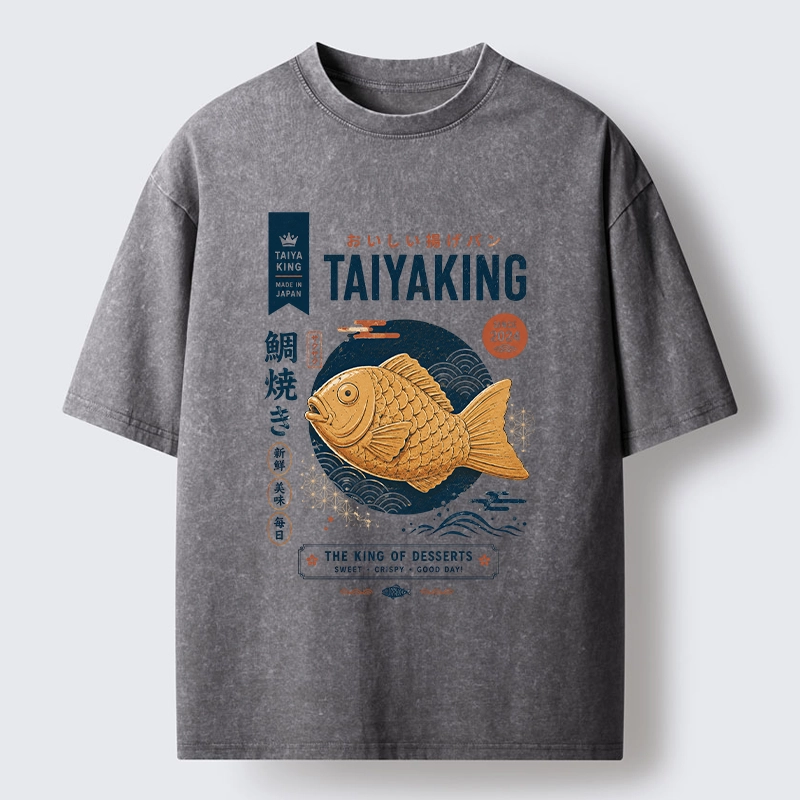 Tokyo-Tiger Taiyaki King Dessert Washed T-Shirt