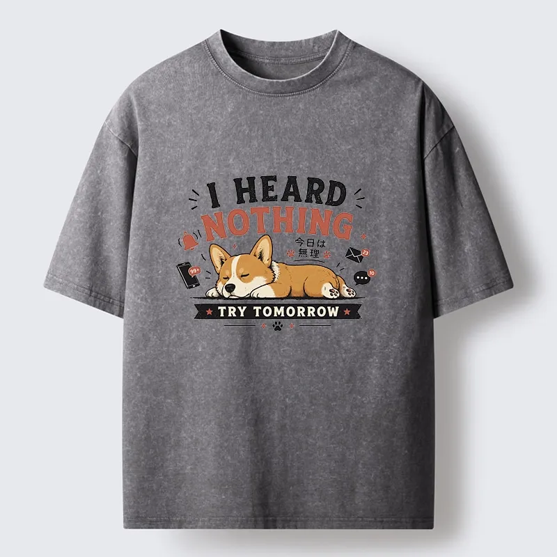 Tokyo-Tiger I Heard Nothing Today Washed T-Shirt