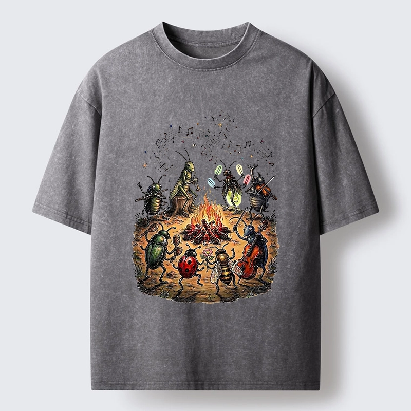 Tokyo-Tiger Bug Band Campfire Jam Washed T-Shirt