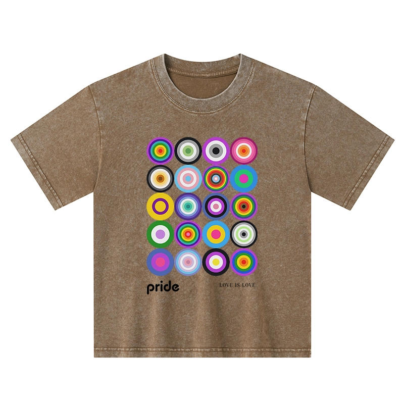 Tokyo-Tiger Every Circle Glows With Inclusive Love Kids Washed T-Shirt