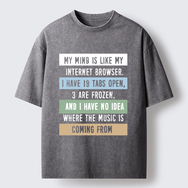 Tokyo-Tiger Funny Brain Tab Meme Washed T-Shirt