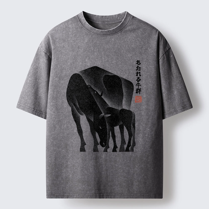 Tokyo-Tiger Zen Art Of Two Horses Washed T-Shirt