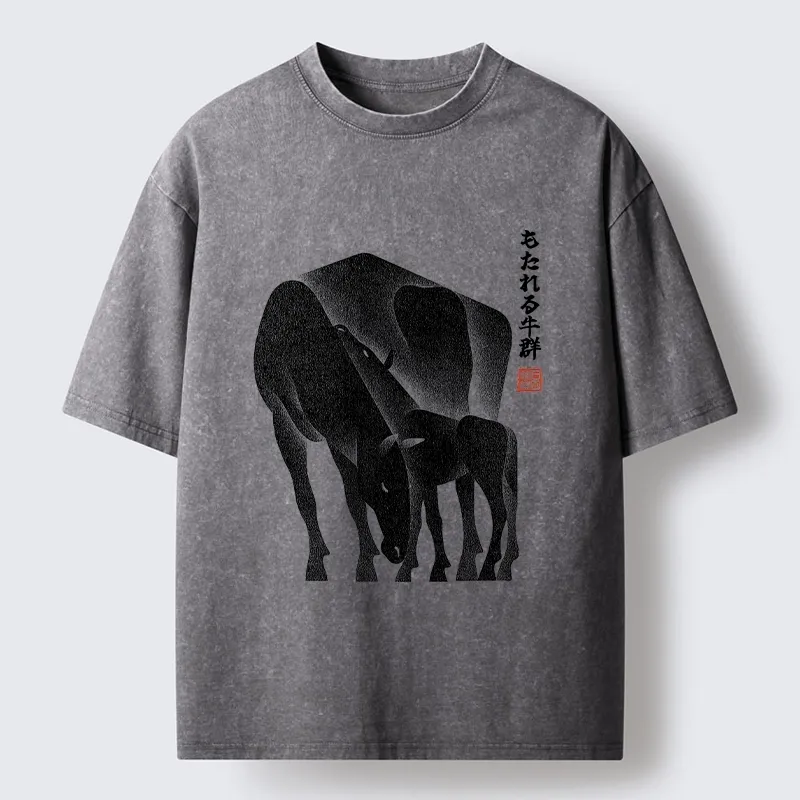 Tokyo-Tiger Zen Art Of Two Horses Washed T-Shirt
